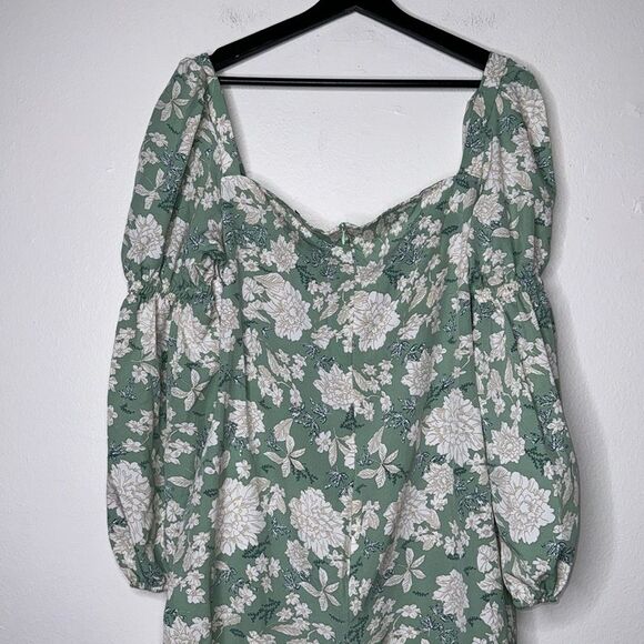 PrettyLittleThing Petite Sage Floral Print Cut Out Mini Dress Size 12 - Picture 7 of 10